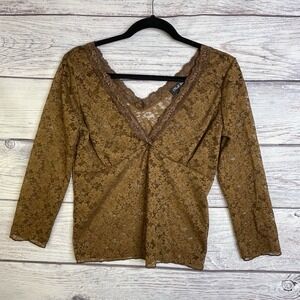 NWOT Club Soda USA  Mesh Lace Top Size XL Y2K Baby Doll BOHO 3/4 Sleeve